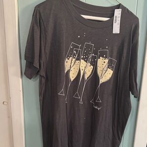 J. Crew Gray Short Sleeve Tee with Champagne Glasses